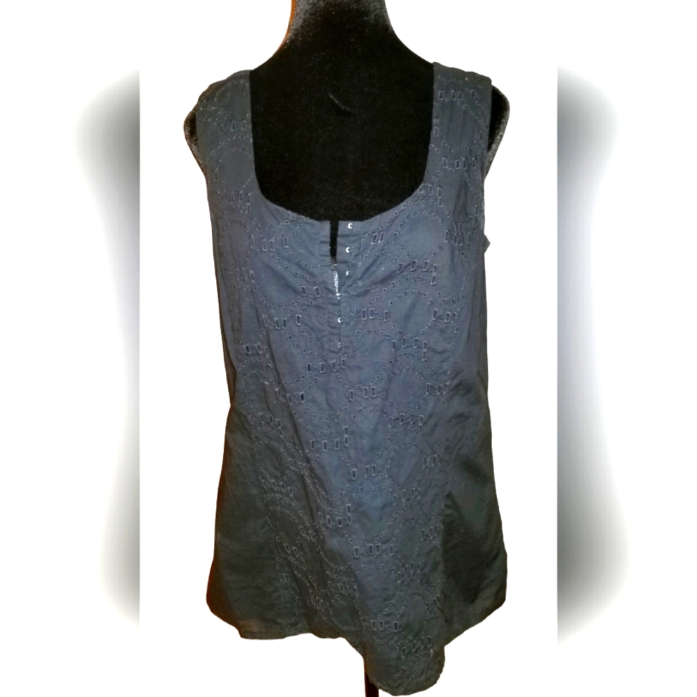 Coldwater Creek Black eyelet long tank.